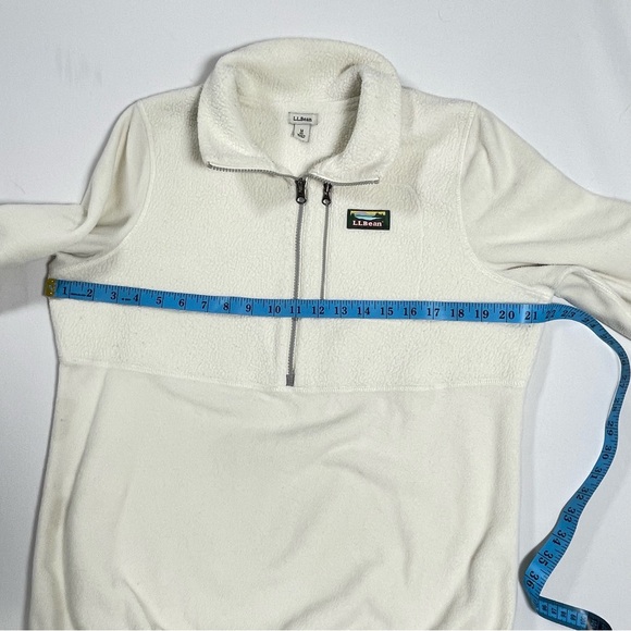 L.L. Bean Fleece Shearling 1/2 Zip Pullover Jacket Cream Women’s Medium - Picture 10 of 12